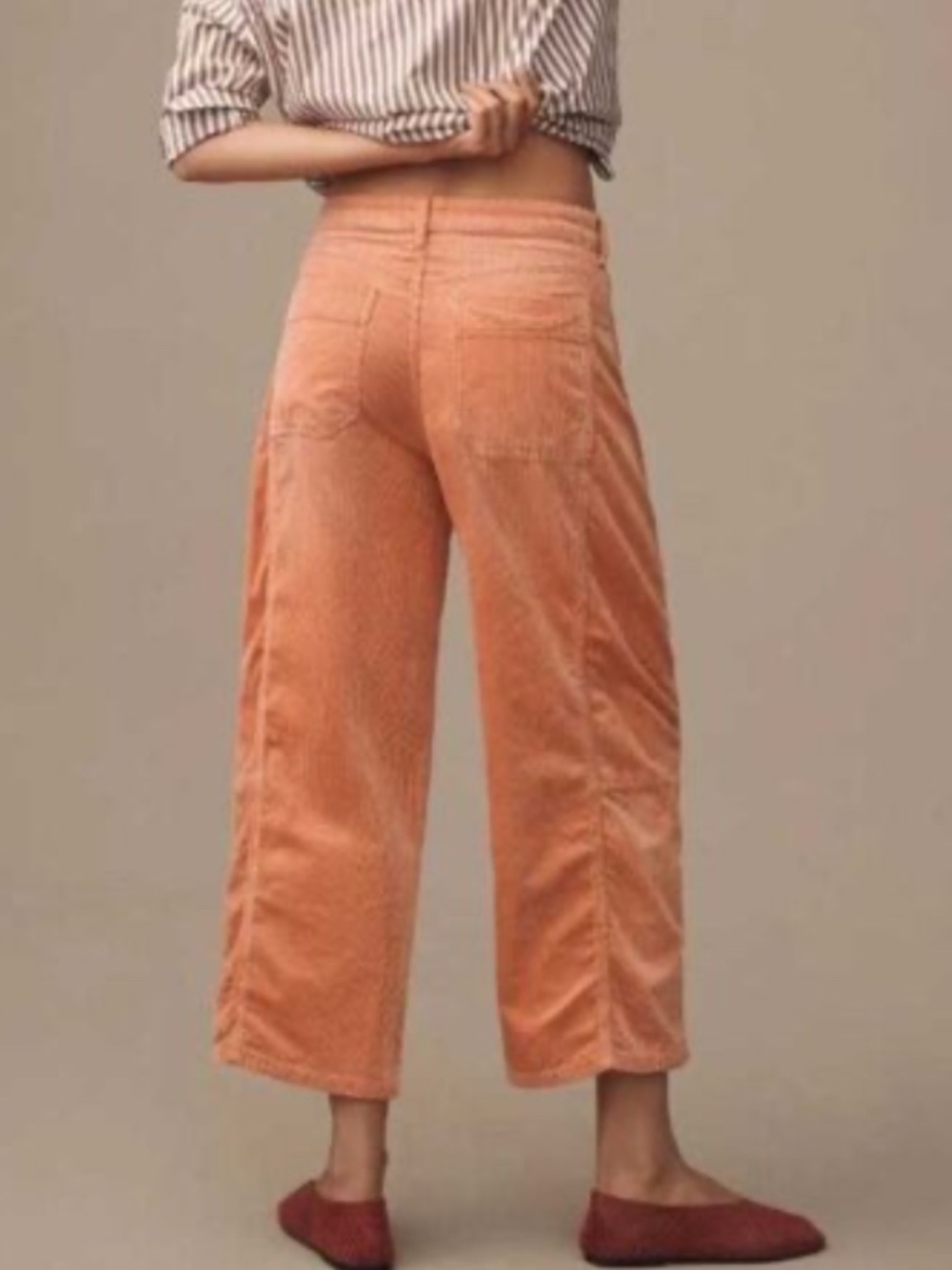 Pilcro The Kenna Mid Rise‎ Heritage Barrel Jeans Corduroy Peach Pants Size 30 - Picture 3 of 13